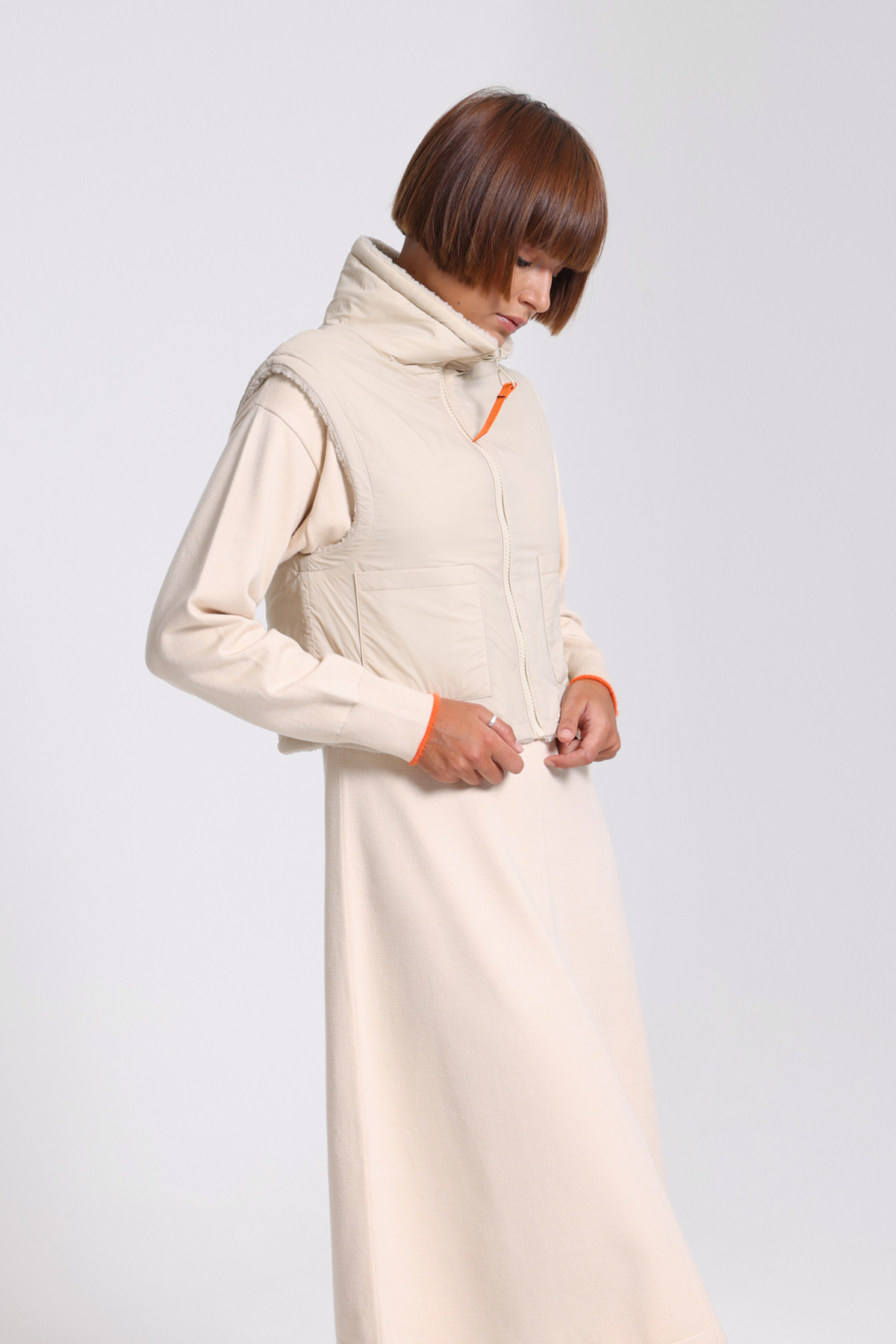 BAMBI reversible fleece sleeveless vanilla jacket GertrudeGaston