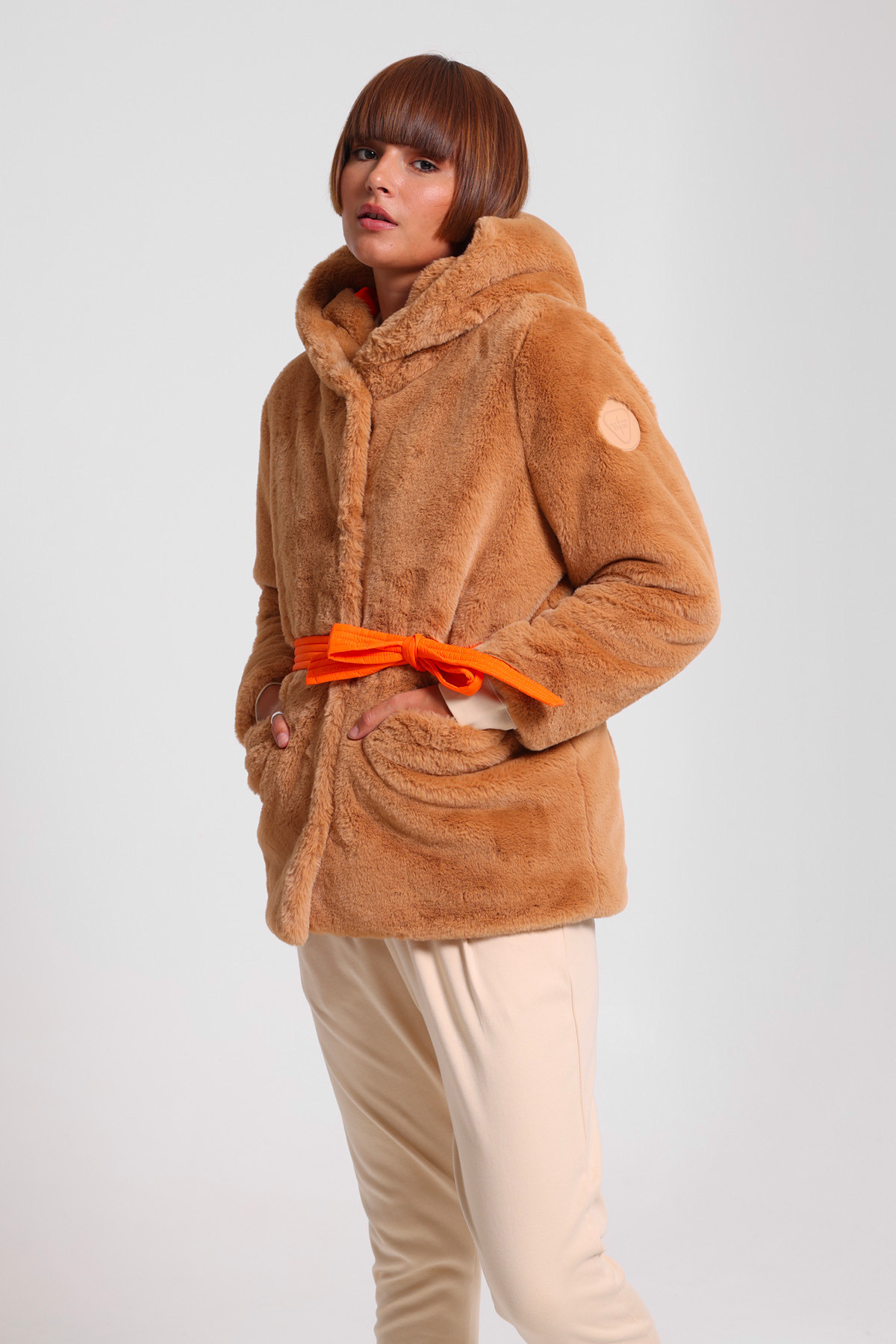 Fortunee synthetic fur coat Camel