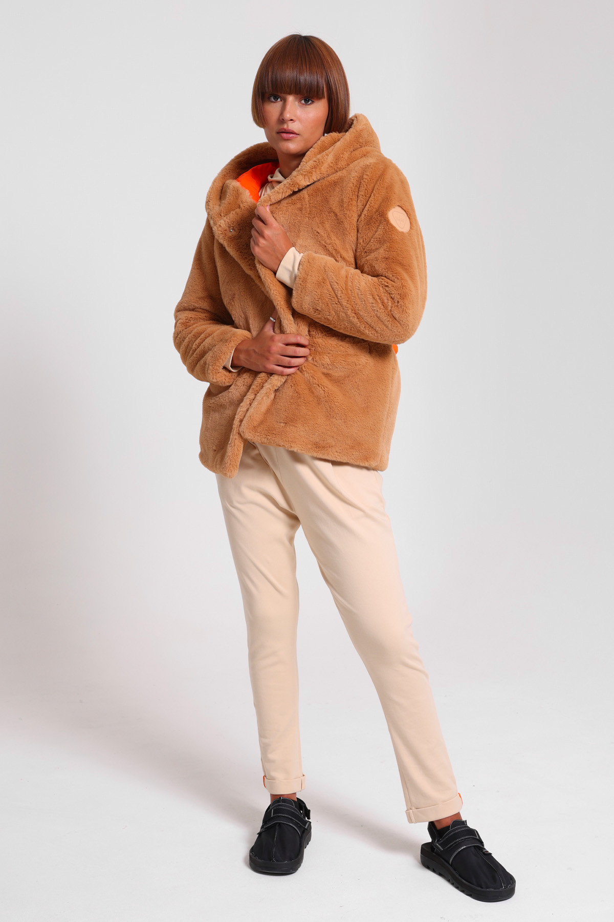 Fortunee synthetic fur coat Camel