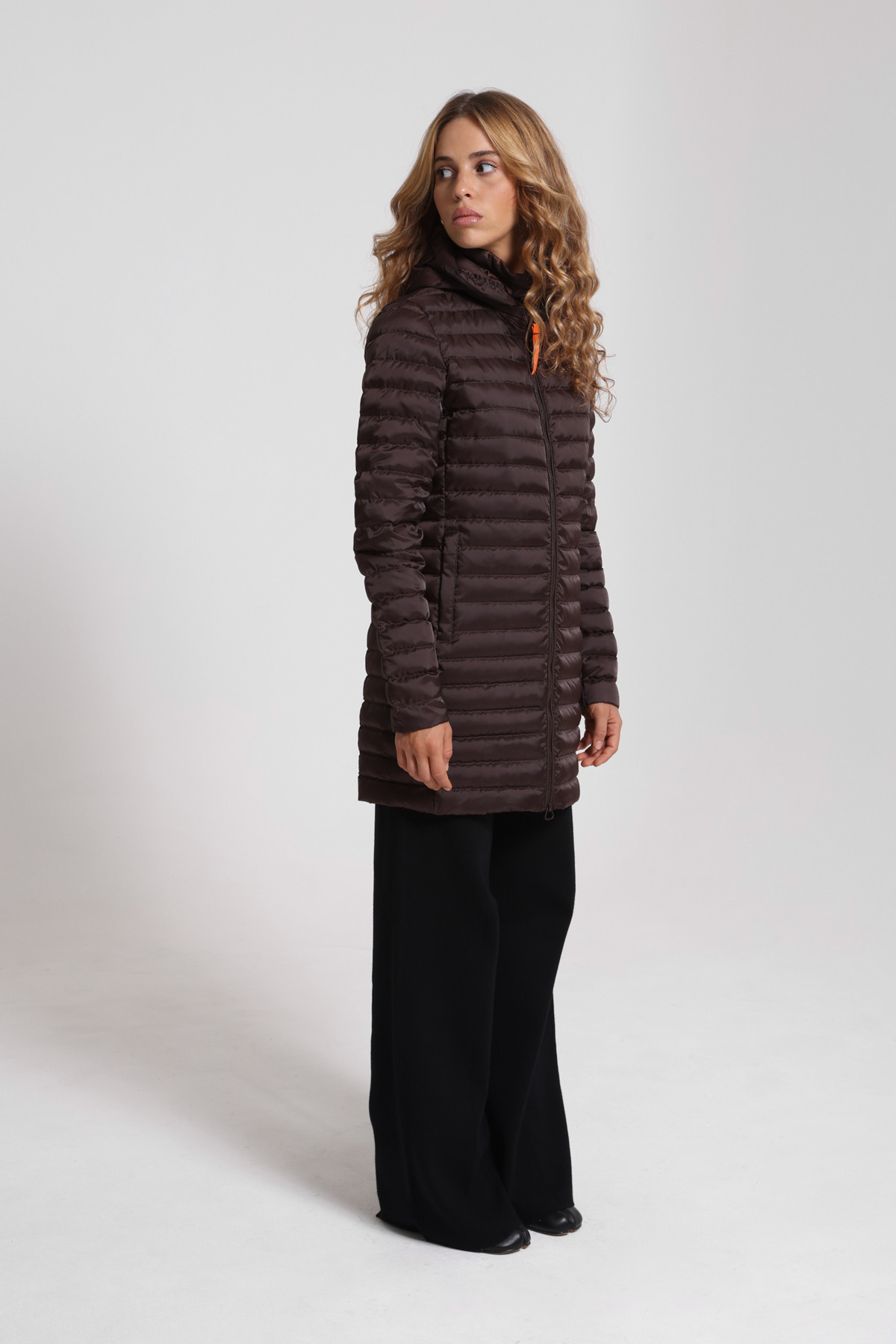 Mid-length ultralight down jacket Francoise Brown