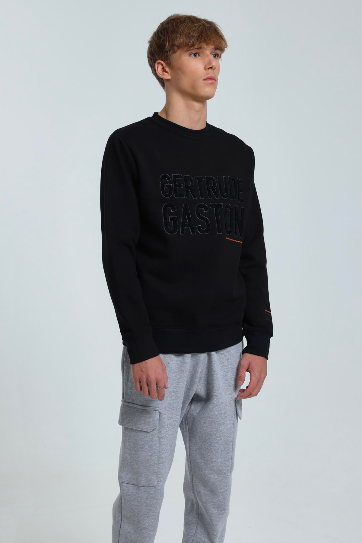 Guillaume Curl round neck sweatshirt Black