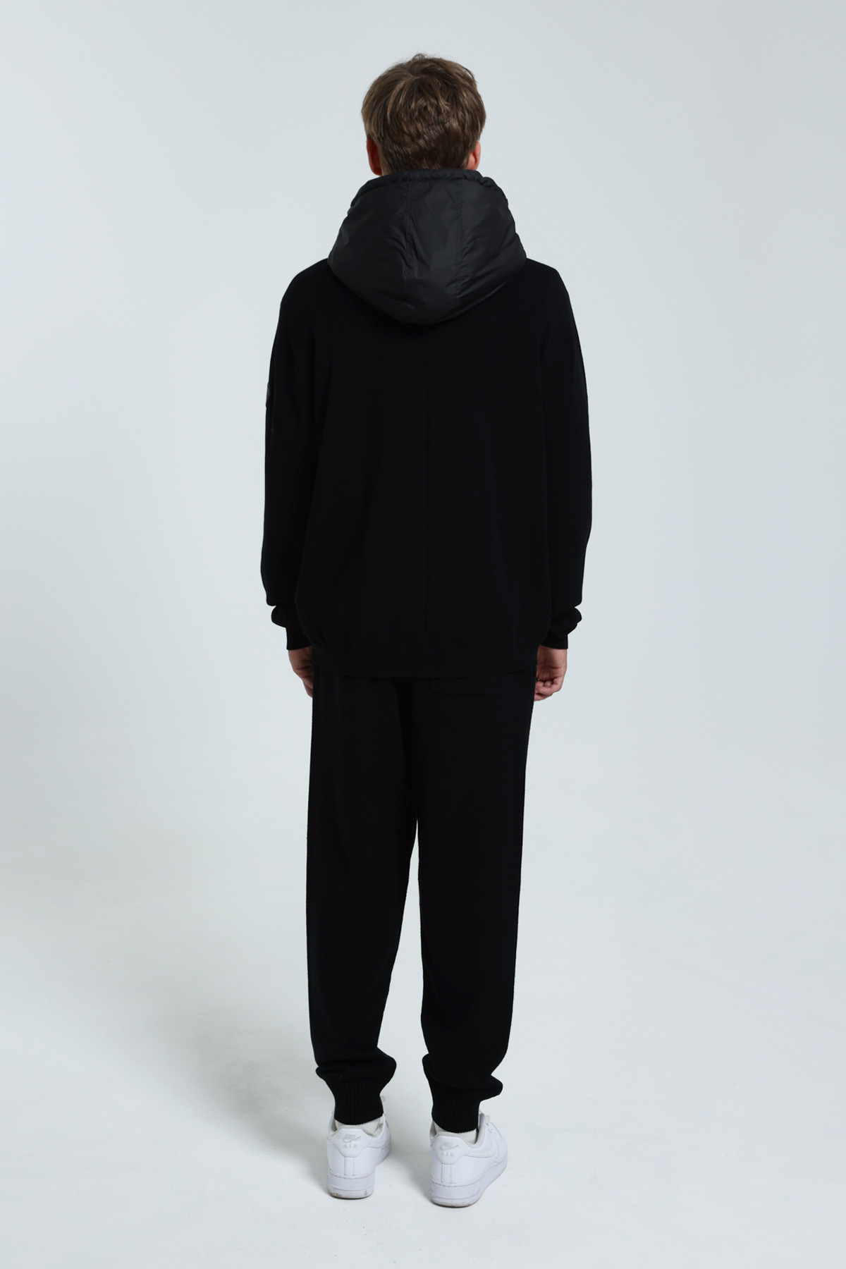 Veste courte bi matière en maille et nylon à capuche pour homme GertrudeGaston black KEN.
