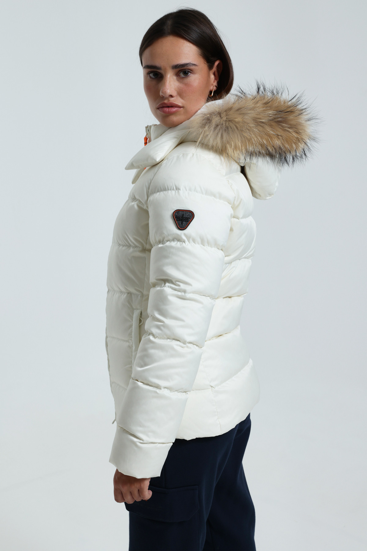 Olga Shiny Fitted Coat White