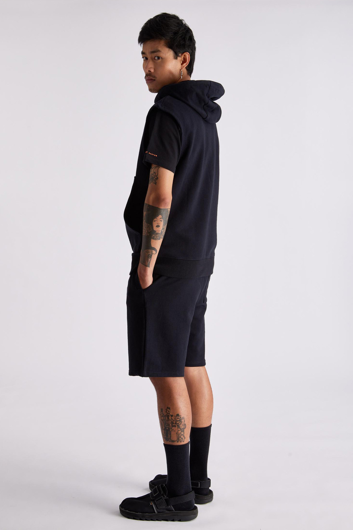 Sleeveless unisex hoodie Benoit Black