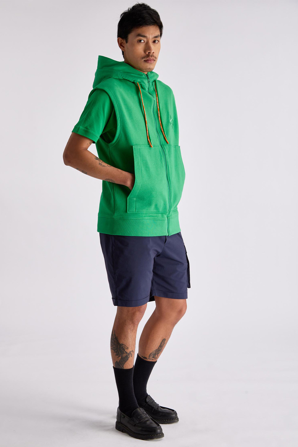 Sleeveless unisex hoodie Benoit Green
